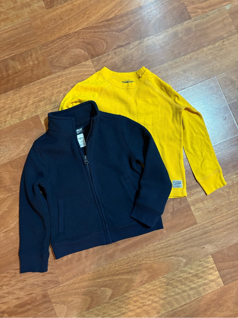 OshKosh B'gosh Navy Jacket and Yellow Long Sleeve Thermal Boys 4T